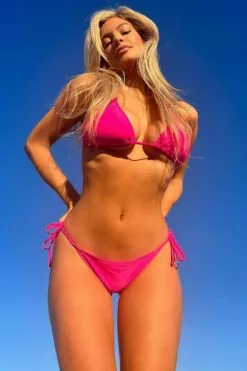 Fashion Nova Maui Mix And Match Side Tie Bikini Bottom - Hot Pink