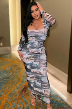 Fashion Nova Need For Speed Mesh Maxi Dress - Multi Color