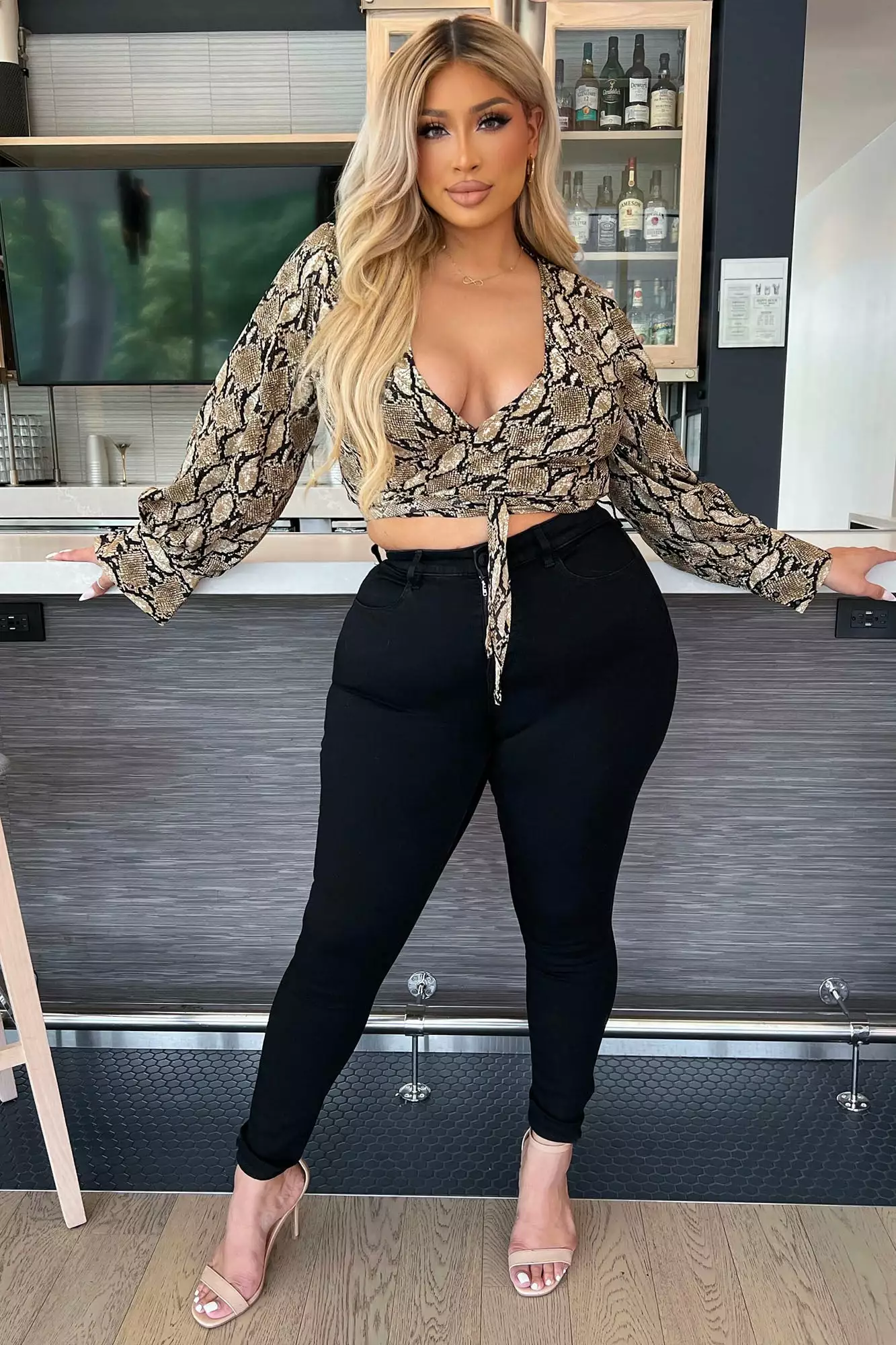 Fashion Nova Right In Plain Sight Wrap Blouse - Brown/combo 7 Fashion Nova Right In Plain Sight Wrap Blouse - Brown/combo - Image 5